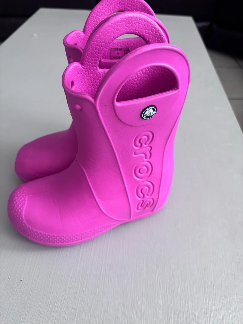 CROCS Kids Bright Pink Handle Rain & Snow Boots